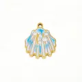 Stainless Steel Blue Enamel Seashell Pendant Charm DIY Necklace Bracelet Jewelry Accessory - 38 Blue & White Pearl Shell