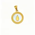 Gold titanium steel mother of pearl round drop pendant charm for DIY jewelry necklace making - Water Drop