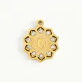 Acier inoxydable plaqué or 18k nouveau style chinois fleur strass pendentif diy bijou - Fleur à Bord Losange Polygonal