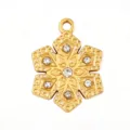 Ciondolo a fiocco di neve dorato con strass per creazione di gioielli e bracciali artigianali. - Fiocco di neve con strass