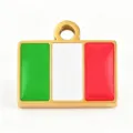 Stainless steel Italy flag enamel pendant DIY necklace accessory charm fashion jewelry item - Italy