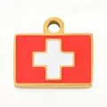 Stainless steel enamel cross pendant DIY jewelry necklace accessory multi-country flag charm - Switzerland