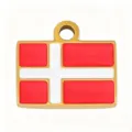 Stainless steel Denmark flag pendant, colorful enamel DIY necklace jewelry charm accessory. - Denmark