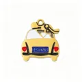 Stainless steel car charm with enamel drip oil and LOVE text for DIY necklace accessories - Heart Little Yellow Car