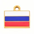 Gold stainless steel Russian flag enamel charm pendant for DIY necklace jewelry making - Russia