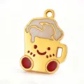 Ciondolo Charm Birra Boccale Smalto Oro Cartoon per DIY Gioiello Bracciale Carino - Boccale di Birra con Schiuma