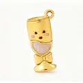 Ciondolo charm a forma di bicchiere di vino dorato cartoon, accessorio braccialetto DIY. - Calice con Fiocco
