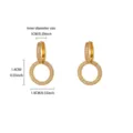 Gold plated hoop earrings with paved cubic zirconia circle pendant showing dimensions - Double Ring Round Style (4) / Gold