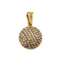 Exquisite gold-plated round pendant sparkling with paved crystals for DIY charm necklaces. - Convex Pave Round