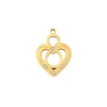 Gold Heart Pendant DIY Jewelry Accessory with Rhinestone Accents Vintage Style Charm - Style 6 Double Layer Hollow Heart