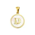 Gold Plated Letter D Mother of Pearl Round Pendant Charm for DIY Necklace Jewelry - Letter D