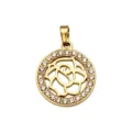Gold zircon rose pendant DIY necklace charm fashionable jewelry accessory for women gifts - Rhinestone Hollow Rose Style