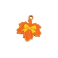 Enamel maple leaf pendant with yellow bow DIY jewelry accessory for autumn thanksgiving crafts. - 12 Bow Maple Leaf