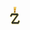 Gold Edelstahl Buchstabe Z Anhänger Schwarze Emaillierung Alphabet DIY Schmuckzubehör - Buchstabe Z