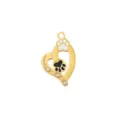 Gold-plated heart paw print pendant DIY jewelry accessory with rhinestones and enamel - Style 7 Paw Print Three Rhinestones Heart