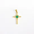 Goldener Titanstahl Kreuz Anhänger Grüner Stein DIY Halskette Armband Schmuckzubehör - Kleines Grünes Herz Kreuz