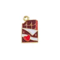 Enamel chocolate pendant DIY jewelry making charm cute heart metal accessory craft supply - 13 Heart Chocolate