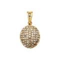 Gold pave round pendant necklace accessory sparkling rhinestone fashion charm jewelry part - Convex Pave Oval