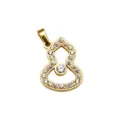 Gold-plated gourd pendant necklace accessory with micro-pave cubic zirconia stones. - Rhinestone Gourd Style
