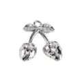 Silver double strawberry metal charm pendant for DIY handmade bracelets and necklace making. - Double Leaf Strawberry