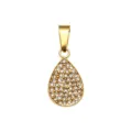Gold Teardrop Pave Clear Rhinestone Pendant DIY Necklace Fashion Jewelry Accessory - Flat Teardrop