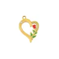 Gold heart rose charm DIY jewelry pendant for handmade bracelet necklace earrings accessories. - Style 10 Red Rose Single Rhinestone Heart
