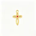 Goldfarbener Titanstahl Kreuz Anhänger mit rotem Stein DIY Schmuck Zubehör für Halskette - Rotes Herz Hohlkreuz