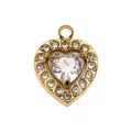 Gold Heart Pendant DIY Jewelry Accessory with Sparkly Clear Zircon Stones Variant - Hollow Inlaid Heart