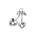 Silver heart cherry metal pendant DIY charm accessory for custom bracelet and necklace making. - Hollow Heart Cherry
