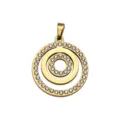Gold-plated concentric circle pendant sparkling with clear micro-paved cubic zirconia stones. - Rhinestone Multi-layer Rings Style