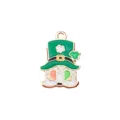 St. Patrick's Day enamel gnome charm pendant, green clover metal DIY jewelry accessory. - 16 Green Hat Gnome