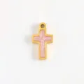 Goldfarbener Titanstahl Rosa Glitzer Kreuz Anhänger DIY Schmuck Accessoire Variante A - Glitzerkreuz