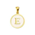 Gold initial letter E mother-of-pearl round pendant DIY necklace bracelet jewelry accessory - Letter E