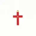Goldfarbener Edelstahlanhänger mit rotem Emaille-Kreuz für DIY handgemachte Schmuckketten Armbänder - Rotes Kreuz Kreuz
