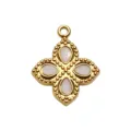Gold four leaf clover mother of pearl pendant DIY necklace jewelry accessory charm. - MOP Four-Leaf Clover