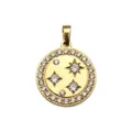 Gold micro-pave zircon round star pendant DIY necklace jewelry accessory sparkling charm. - Rhinestone Star Style