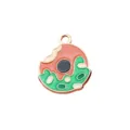 Enamel donut shaped metal DIY charm pendant for custom handmade necklace bracelet jewelry making - 18 Green Pink Donut