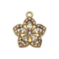 Gold Five-Petal Flower Rhinestone Pendant DIY Necklace Jewelry Accessory Item Style - Hollow Inlaid Five-Petal Flower