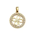 Gold plated four leaf clover pendant necklace accessory with sparkling white cubic zirconia stones. - Full Rhinestone Ring Flower Style