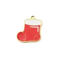 Christmas stocking metal enamel pendant DIY charm for handmade bracelet necklace accessory - Short Christmas Sock