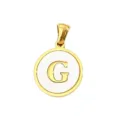 Gold round letter G pendant mother of pearl shell charm for DIY necklace jewelry making - Letter G