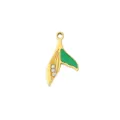 Ciondolo in acciaio titanio placcato oro goccia d'olio verde strass accessorio gioielli - Stile Coda di Pesce Strass in Smalto Verde
