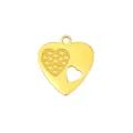Gold heart pendant charm with hollow cutout and textured dots for DIY handmade jewelry crafting. - Style 15 Double Heart Semi-Hollow Heart (Pendant Only (Without Chain))