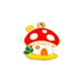 Cute enamel mushroom house pendant charms for DIY jewelry making, necklace and bracelet accessories. - 21 Mushroom House