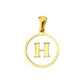 Gold letter H mother of pearl round pendant charm for DIY necklace bracelet jewelry accessories - Letter H
