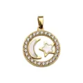 Gold Zircon Moon Star Pendant Charm for DIY Necklace Jewelry Making Accessories - Rhinestone Hollow Star Moon Style