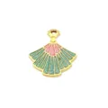 Pendente ventaglio in acciaio titanio accessorio gioielli DIY stile cinese smalto verde - Stile Ventaglio Pieghevole Rosa