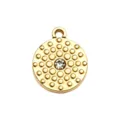 Gold round crystal pendant DIY jewelry accessory, dotted textured charm necklace making part. - Dotted Round