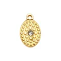 Gold Oval Dotted Pendant DIY Necklace Jewelry Accessory with Sparkling Central Stone - Dotted Oval