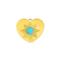 Gold Heart Pendant with Turquoise Center Sunburst Design DIY Jewelry Accessory Variant - Style 16 Blue Circle Ray Heart (Pendant Only (Without Chain))